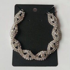 Twisted Design Clear Rhinestone Crystal Silvertone Bracelet